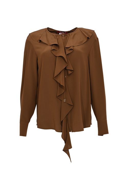 Blusa MSTEPICA in seta con volant Cioccolato MAX MARA STUDIO | 2616111031600049